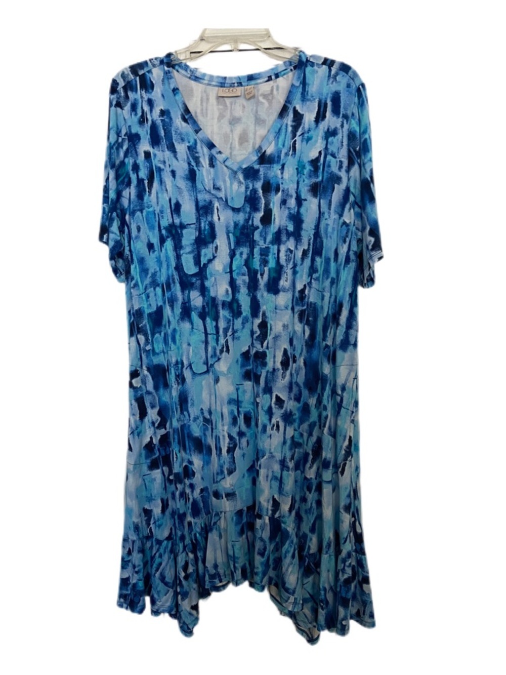 LOGO by Lori Goldstein Blue Artistic Midi Dress Size LP